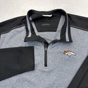 Cutter Buck Denver Broncos Quarter Zip Pullover Mens L Gray Black NFL